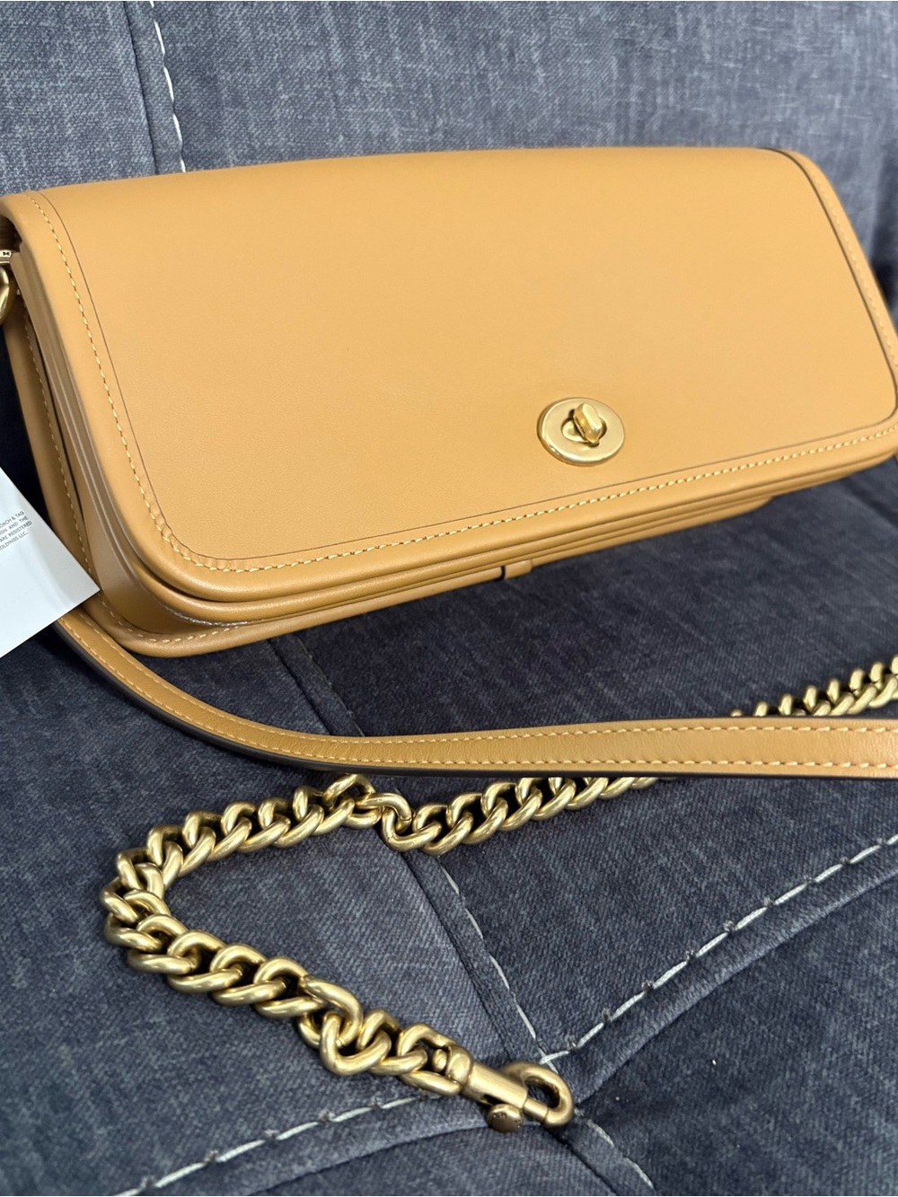 Coach Dinky Leather Shoulder Bag CW641  Honey Brown with Gold Chain • NEW W/TAGS